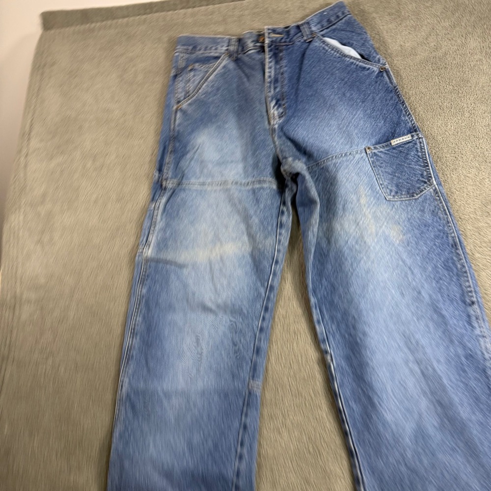 Brooklyn Xpress Mens 34 Carpenter Jeans Blue Denim Wide Leg Double Knee Baggy